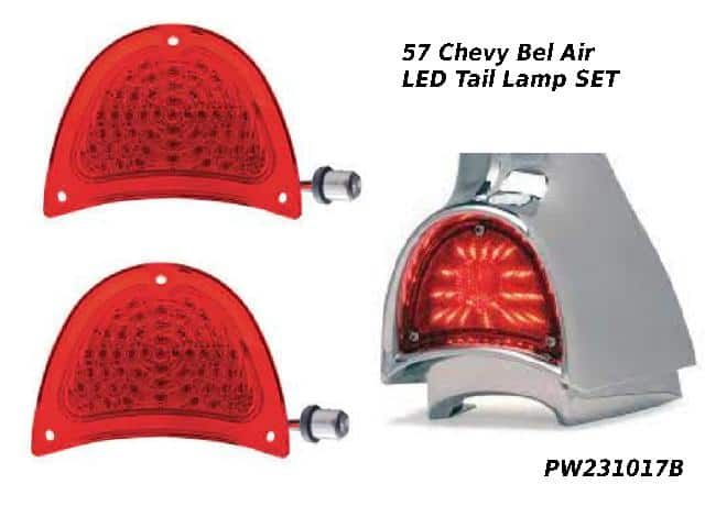 57 Chev Bel Air Tail Lamp Lenses LED  (pr)